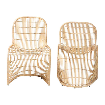 bali & pari - Rosalba Set of 2 Dining Chairs in Light Honey - S-Curve Decor-Light Honey Rattan-DC view 2
