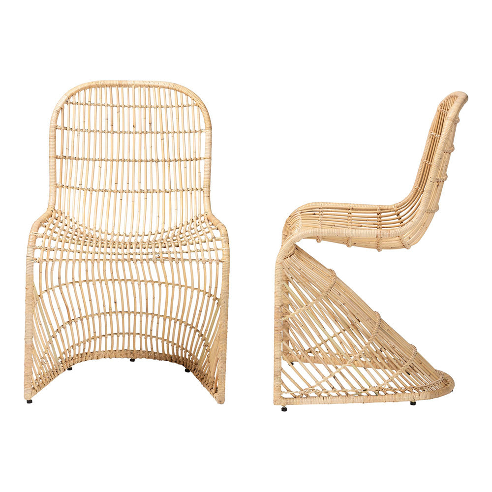 bali & pari - Rosalba Set of 2 Dining Chairs in Light Honey - S-Curve Decor-Light Honey Rattan-DC view 3