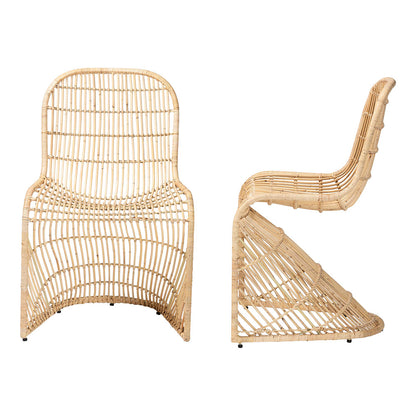 bali & pari - Rosalba Set of 2 Dining Chairs in Light Honey - S-Curve Decor-Light Honey Rattan-DC view 3