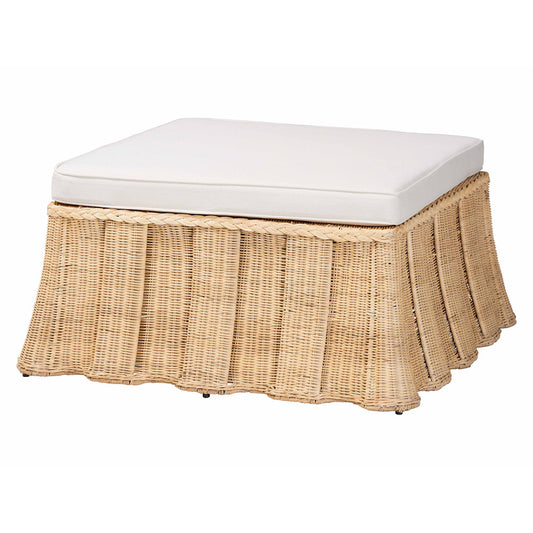 bali & pari - Rotem Ottoman in Natural Brown - Rotem-Large-Natural/Rattan-Cushion-Ottoman view 1