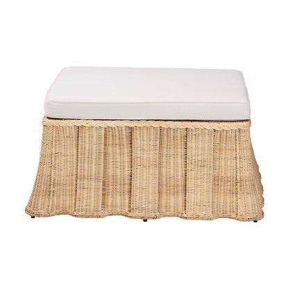 bali & pari - Rotem Ottoman in Natural Brown - Rotem-Large-Natural/Rattan-Cushion-Ottoman view 2