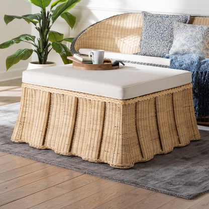 bali & pari - Rotem Ottoman in Natural Brown - Rotem-Large-Natural/Rattan-Cushion-Ottoman view 6