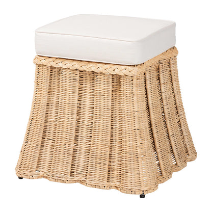 bali & pari - Rotem Ottoman in Natural Brown - Rotem-Small-Natural/Rattan-Cushion-Ottoman view 1