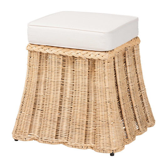 bali & pari - Rotem Ottoman in Natural Brown - Rotem-Small-Natural/Rattan-Cushion-Ottoman view 1