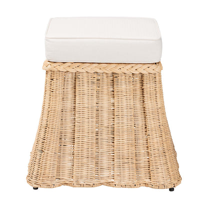 bali & pari - Rotem Ottoman in Natural Brown - Rotem-Small-Natural/Rattan-Cushion-Ottoman view 2