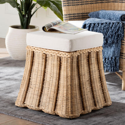 bali & pari - Rotem Ottoman in Natural Brown - Rotem-Small-Natural/Rattan-Cushion-Ottoman view 6