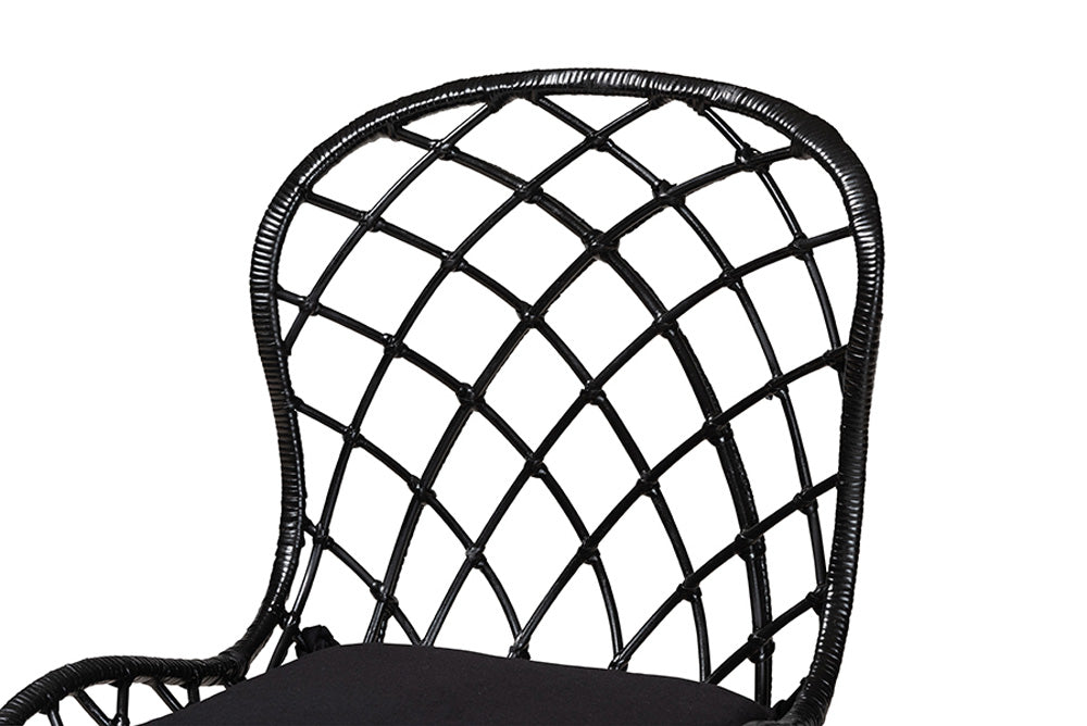 bali & pari - Sabelle Dining Chair Set of 2 - Santa1-Black Rattan-DC view 4