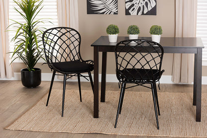 bali & pari - Sabelle Dining Chair Set of 2 - Santa1-Black Rattan-DC view 5