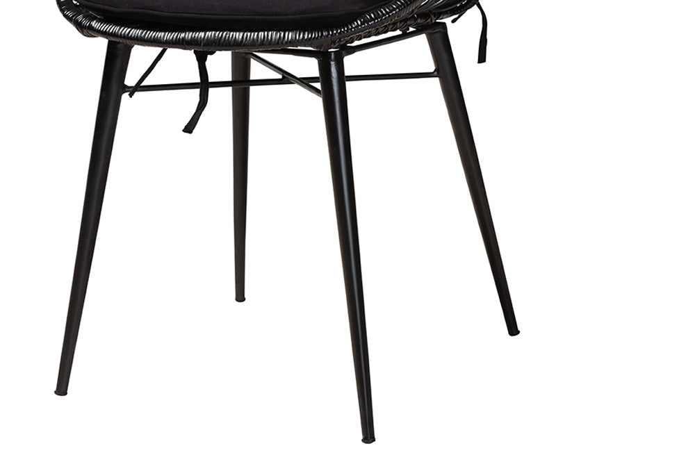 bali & pari - Sabelle Dining Chair Set of 2 - Santa1-Black Rattan-DC view 6
