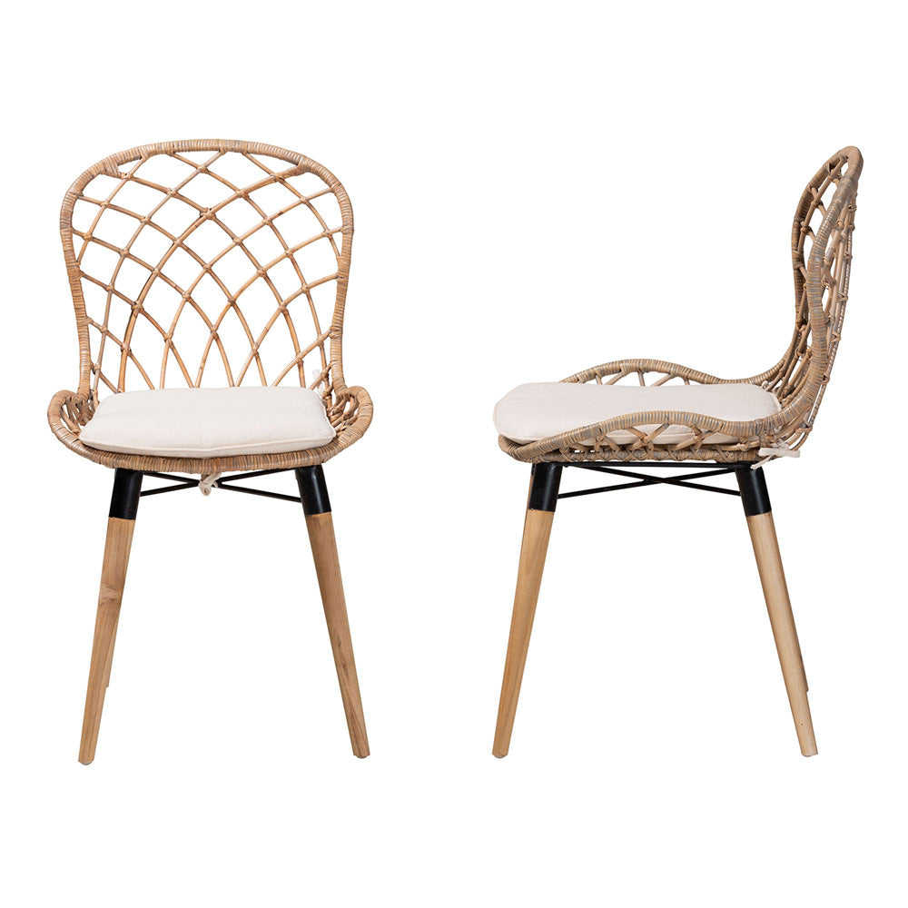bali & pari - Sabelle Set of 2 Dining Chairs in Greywash/Natural Brown/White - Santa1-Light Grey Rattan-DC view 3