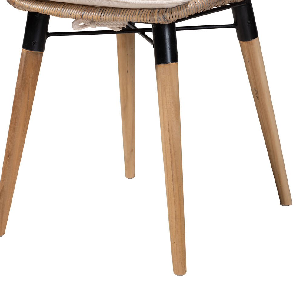 bali & pari - Sabelle Set of 2 Dining Chairs in Greywash/Natural Brown/White - Santa1-Light Grey Rattan-DC view 5
