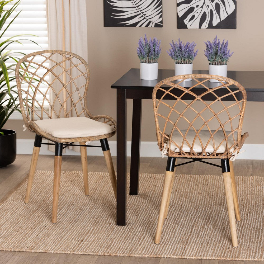 bali & pari - Sabelle Set of 2 Dining Chairs in Greywash/Natural Brown/White - Santa1-Light Grey Rattan-DC view 7