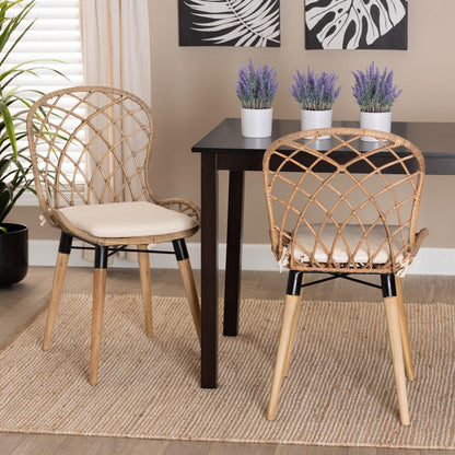 bali & pari - Sabelle Set of 2 Dining Chairs in Greywash/Natural Brown/White - Santa1-Light Grey Rattan-DC view 7