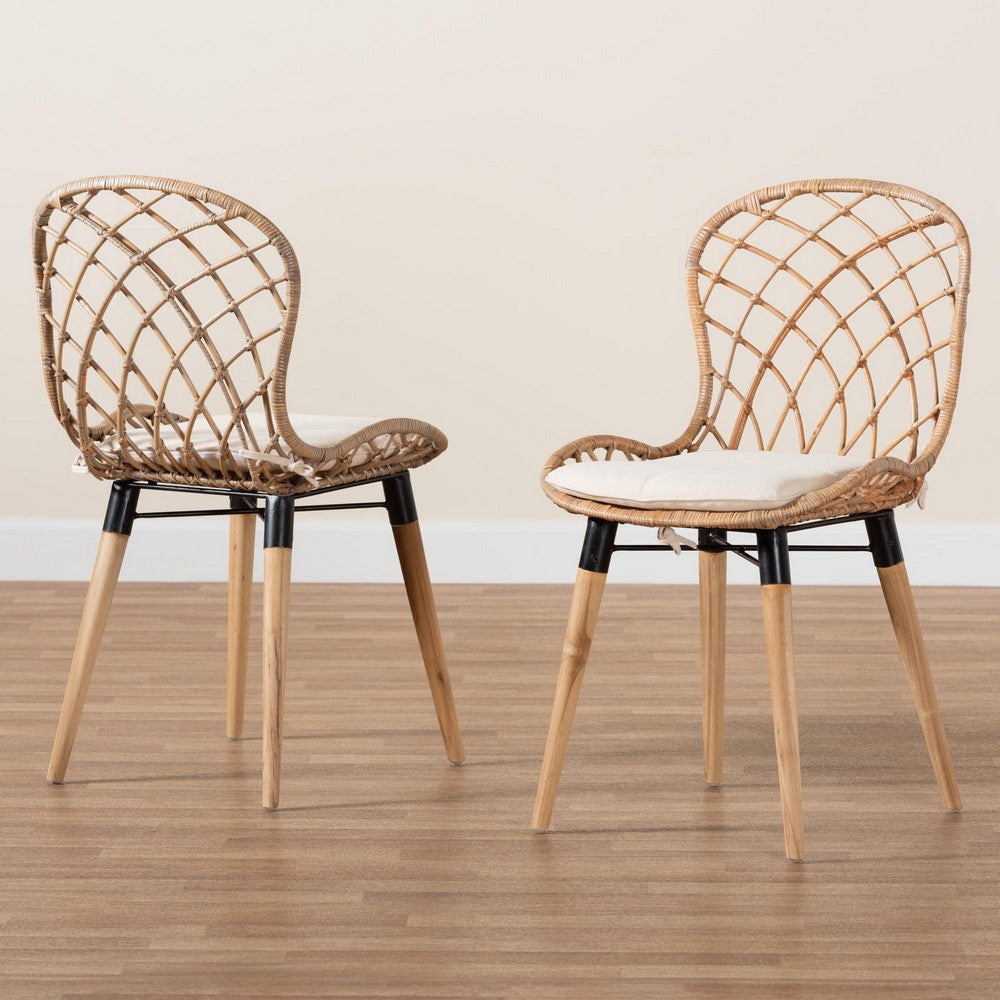 bali & pari - Sabelle Set of 2 Dining Chairs in Greywash/Natural Brown/White - Santa1-Light Grey Rattan-DC view 8