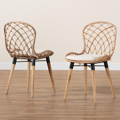 bali & pari - Sabelle Set of 2 Dining Chairs in Greywash/Natural Brown/White - Santa1-Light Grey Rattan-DC view 8