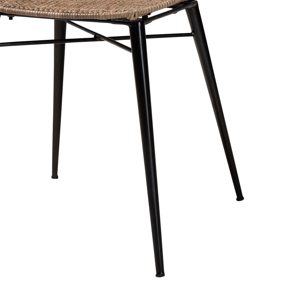 bali & pari - Sabelle Set of 2 Dining Chairs in Greywashed/Black - Santa2-Light Grey Rattan-DC view 5