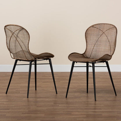 bali & pari - Sabelle Set of 2 Dining Chairs in Greywashed/Black - Santa2-Light Grey Rattan-DC view 8