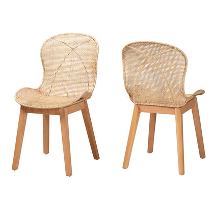 bali & pari - Sabelle Set of 2 Dining Chairs in Natural Brown - Santa2-Natural Rattan-DC view 1