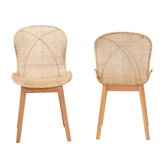 bali & pari - Sabelle Set of 2 Dining Chairs in Natural Brown - Santa2-Natural Rattan-DC view 2