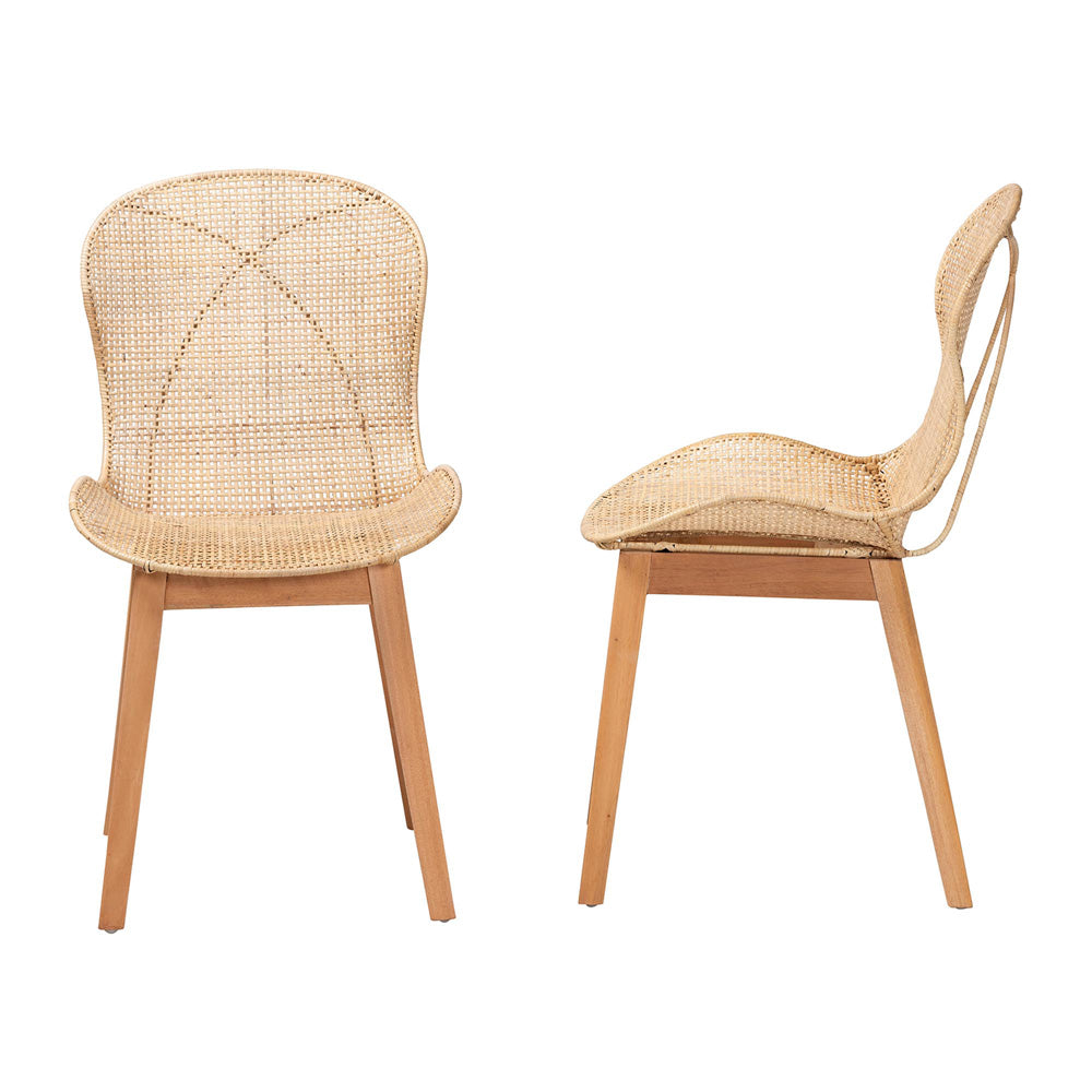 bali & pari - Sabelle Set of 2 Dining Chairs in Natural Brown - Santa2-Natural Rattan-DC view 3