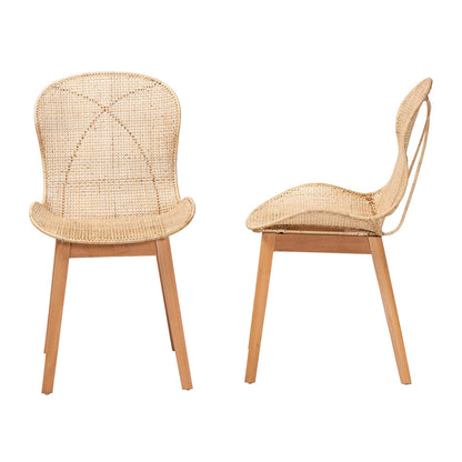 bali & pari - Sabelle Set of 2 Dining Chairs in Natural Brown - Santa2-Natural Rattan-DC view 3