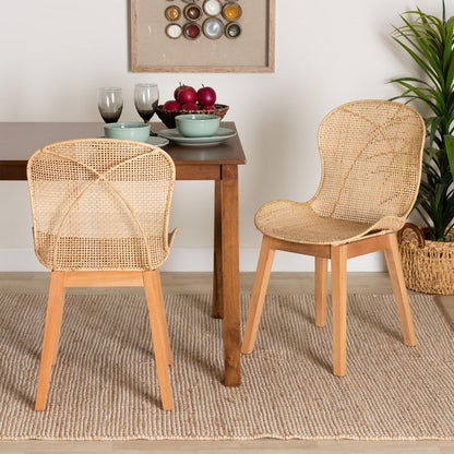 bali & pari - Sabelle Set of 2 Dining Chairs in Natural Brown - Santa2-Natural Rattan-DC view 7