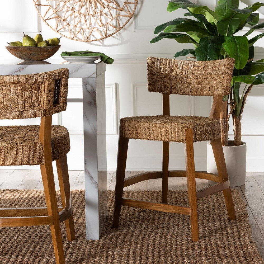 bali & pari - Sabit Counter Stool in Natural/Natural Brown - Sabit-SVN087-Mahogany/Seagrass-CS view 8