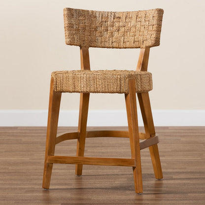 bali & pari - Sabit Counter Stool in Natural/Natural Brown - Sabit-SVN087-Mahogany/Seagrass-CS view 9