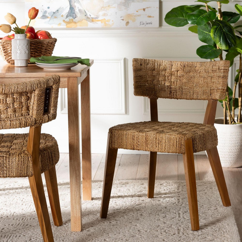 bali & pari - Sabit Dining Chair in Natural/Natural Brown - Sabit-SVN086-Mahogany/Seagrass-DC view 8