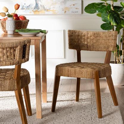 bali & pari - Sabit Dining Chair in Natural/Natural Brown - Sabit-SVN086-Mahogany/Seagrass-DC view 8
