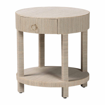 bali & pari - Sadia Nightstand in Natural/Gold - Sadia-Natural Woven Grasscloth-NS view 1