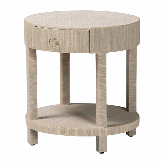 bali & pari - Sadia Nightstand in Natural/Gold - Sadia-Natural Woven Grasscloth-NS view 1