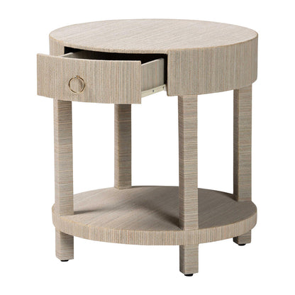 bali & pari - Sadia Nightstand in Natural/Gold - Sadia-Natural Woven Grasscloth-NS view 2