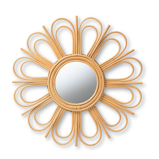 bali & pari - Sakura Mirror in Natural Brown - Sakura-Rattan-Mirror view 1