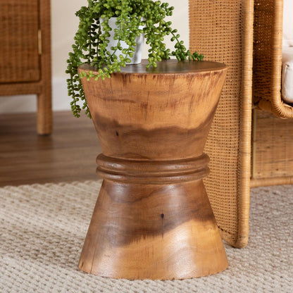 bali & pari  - Samira End Table in Natural Brown - Suar S/T 001-Natural-Side Table view 6