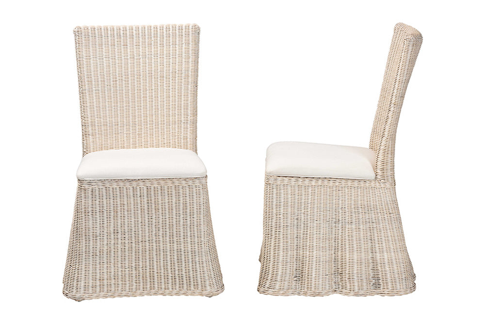 bali & pari - Sara Dining Chair Set of 2 - Sara-White Wash Rattan-Cushion-DC view 3
