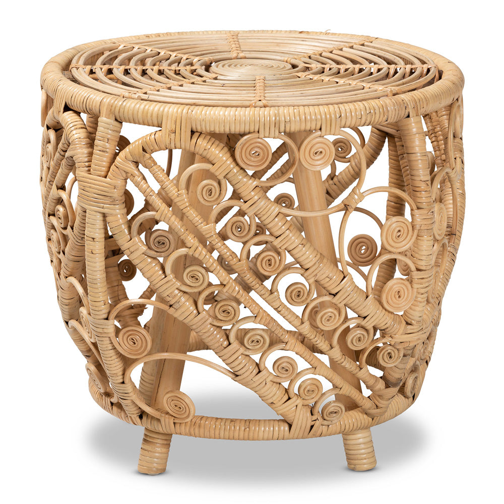 bali & pari - Saranna End Table in Natural Brown - RT011-Rattan-ET view 1