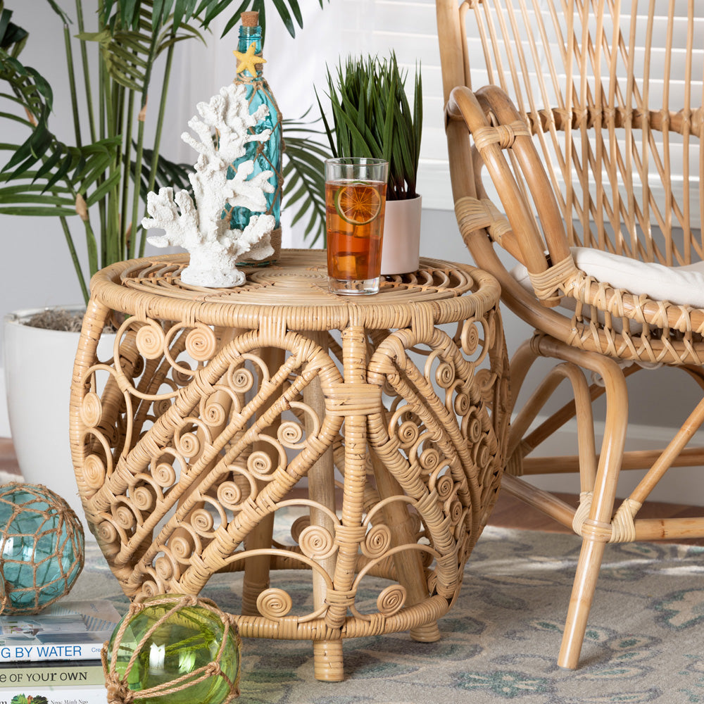 bali & pari - Saranna End Table in Natural Brown - RT011-Rattan-ET view 4