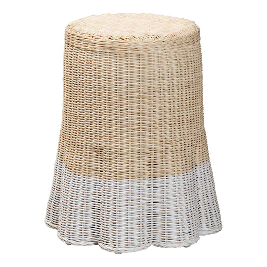bali & pari  - Sarna End Table in Natural Brown/White - Sarna-Natural/White-Rattan-ET view 1