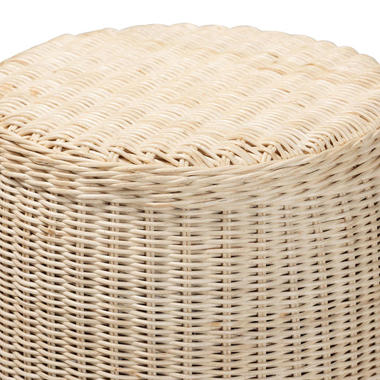 bali & pari  - Sarna End Table in Natural Brown/White - Sarna-Natural/White-Rattan-ET view 2