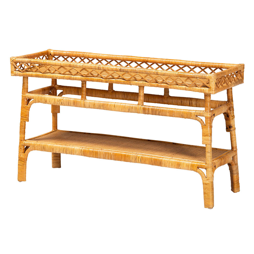 bali & pari - Savitri Console Table in Light honey - DCWH1004-Light Honey Rattan-Lucia Console Table view 1