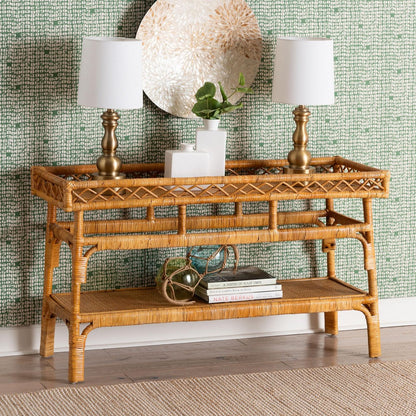 bali & pari - Savitri Console Table in Light honey - DCWH1004-Light Honey Rattan-Lucia Console Table view 7
