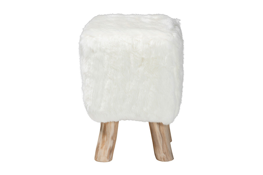bali & pari - Scotlyn Footstool - Cream-Goat Fur-Footstool view 2