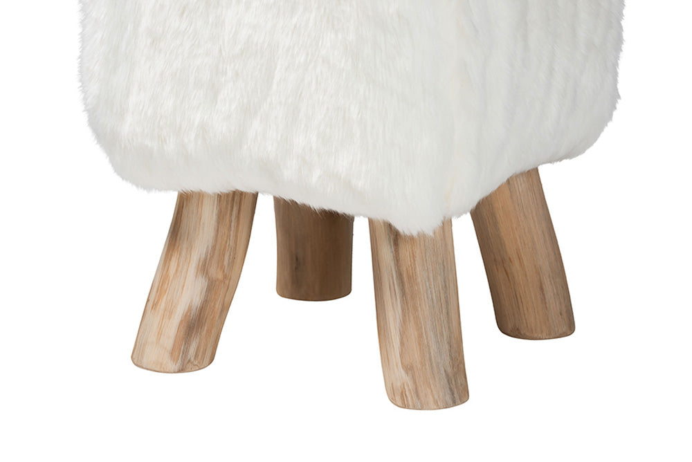 bali & pari - Scotlyn Footstool - Cream-Goat Fur-Footstool view 3