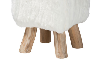 bali & pari - Scotlyn Footstool - Cream-Goat Fur-Footstool view 3