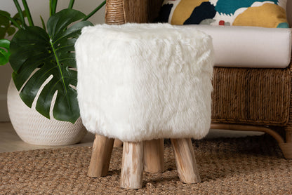 bali & pari - Scotlyn Footstool - Cream-Goat Fur-Footstool view 5