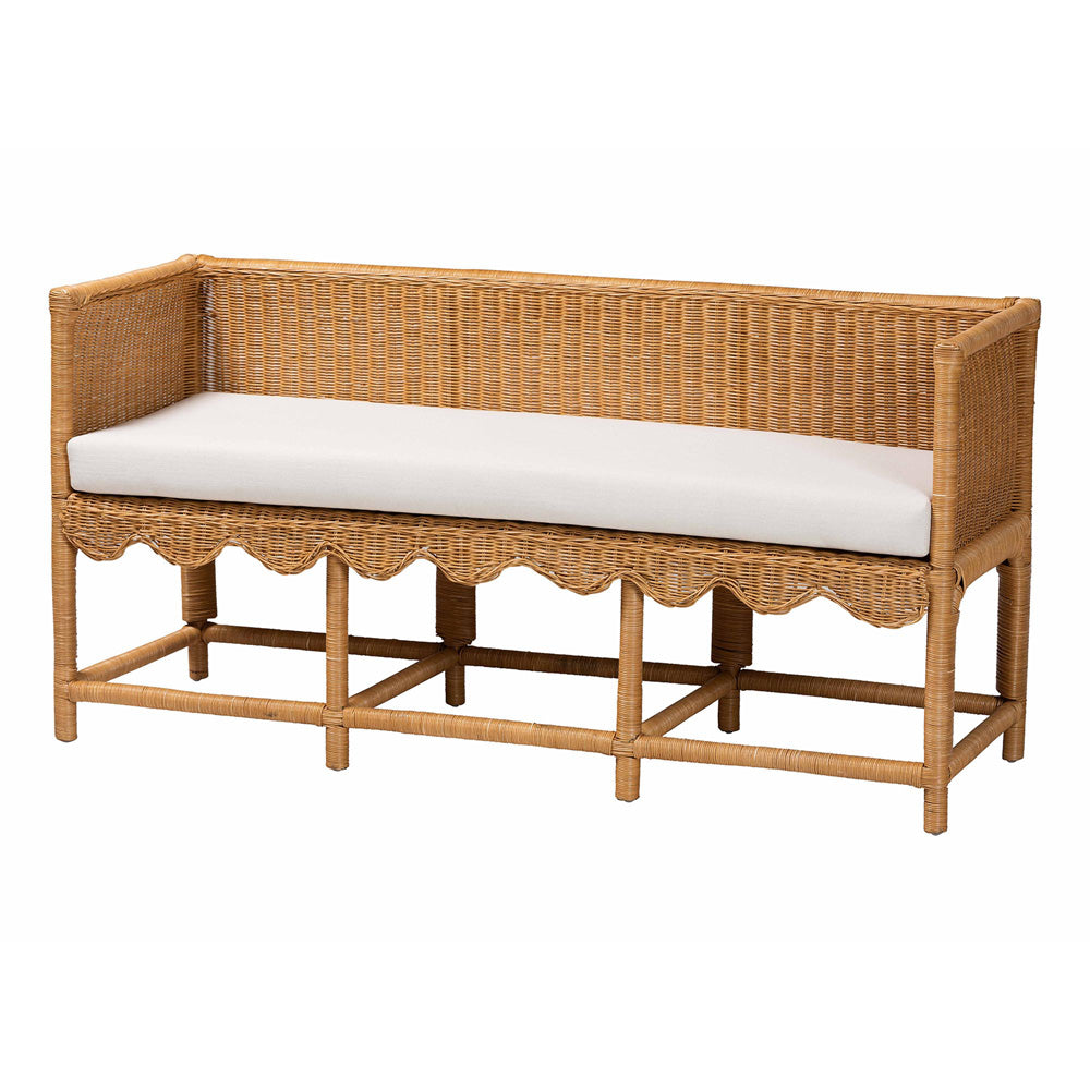bali & pari - Seranay Bench in Light Honey/White - Palm Short-Natural Rattan-Bench view 1