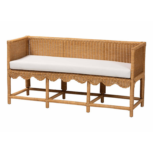 bali & pari - Seranay Bench in Light Honey/White - Palm Short-Natural Rattan-Bench view 1