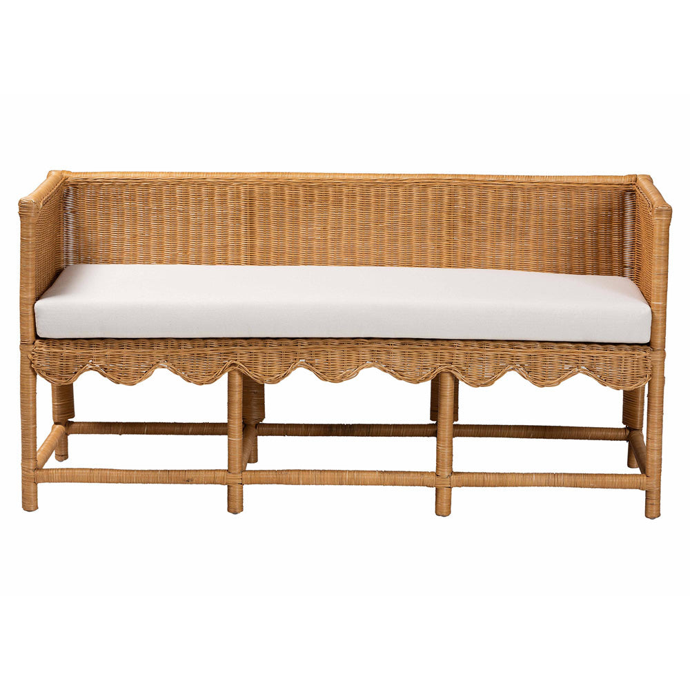 bali & pari - Seranay Bench in Light Honey/White - Palm Short-Natural Rattan-Bench view 2