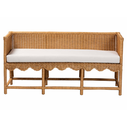 bali & pari - Seranay Bench in Light Honey/White - Palm Short-Natural Rattan-Bench view 2